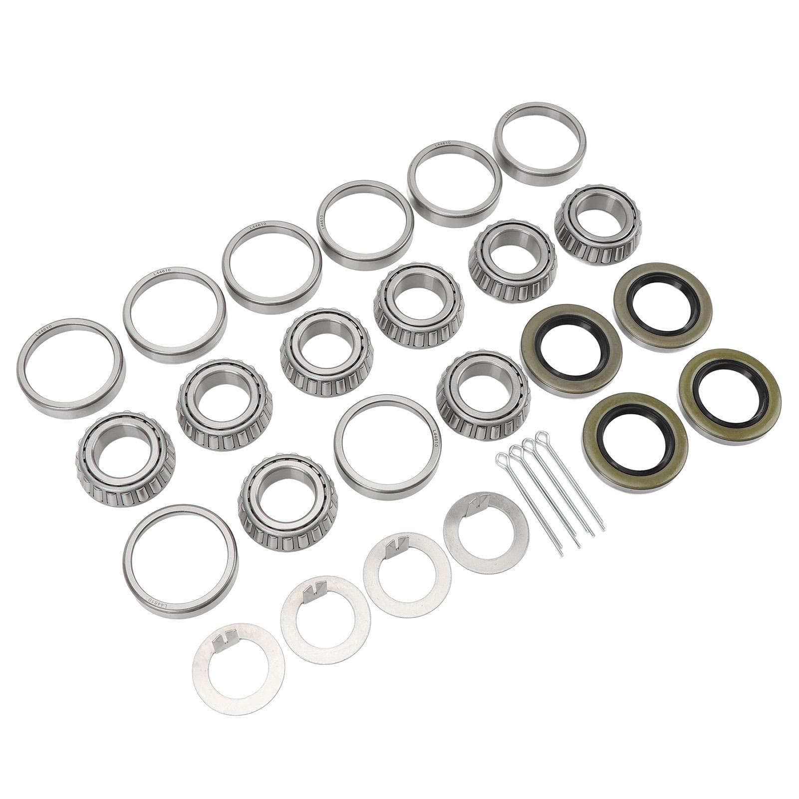 4 Pcs Trailer Wheel Hub Bearings Kit Steel Alloy L44643 Inner Outer Bearings with Outer Ring Grease
