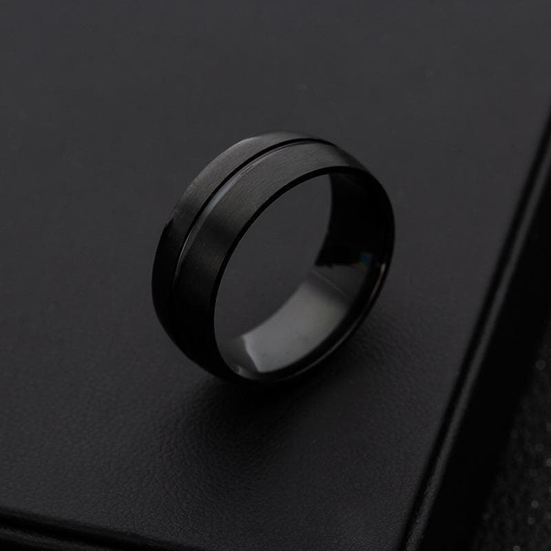 Men's Black Simple Ring Fashion Cool Titanium Steel 6