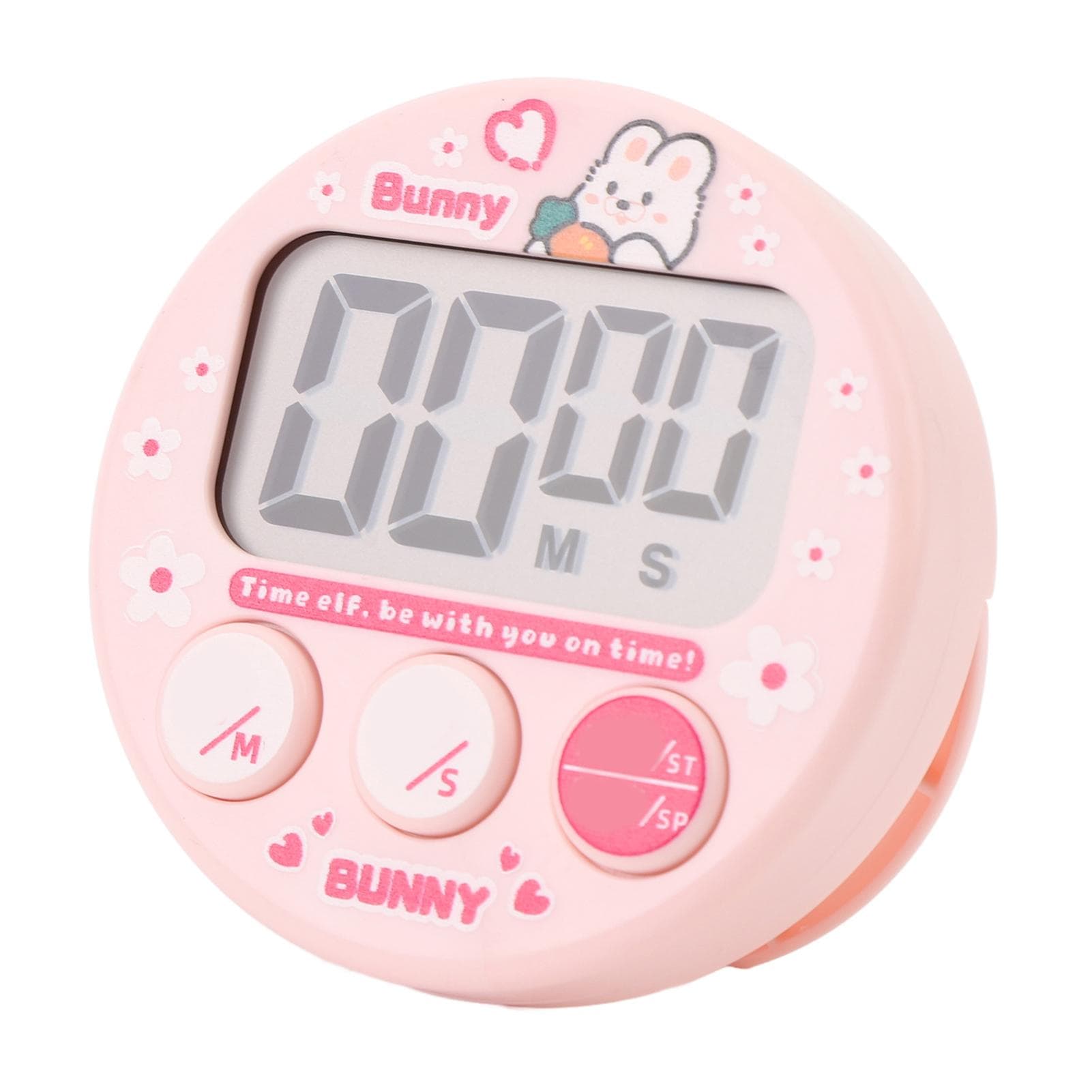 Digital Kitchen Timer LCD Display Compact Cartoon Electronic Magnetic Timer for Kids Blue pink