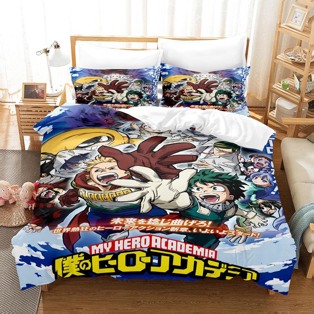 New My Hero Academia Bedding Set Japan Anime Soft Bedclothes Single Double Queen Twin Full Size Duvet Cover Teens Boys Bed Linen cot size 70x133cm