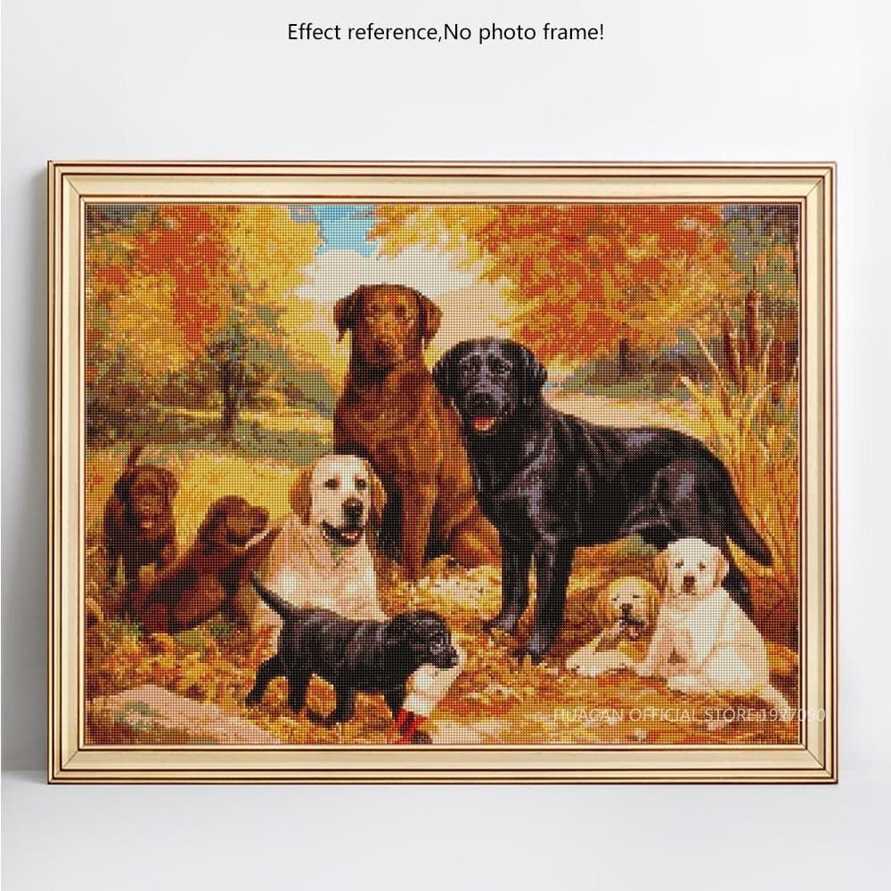 DIY Diamond Painting Full Round Drill Animals Dog Diamond Embroidery Picture Of Rhinestones 20X30CM