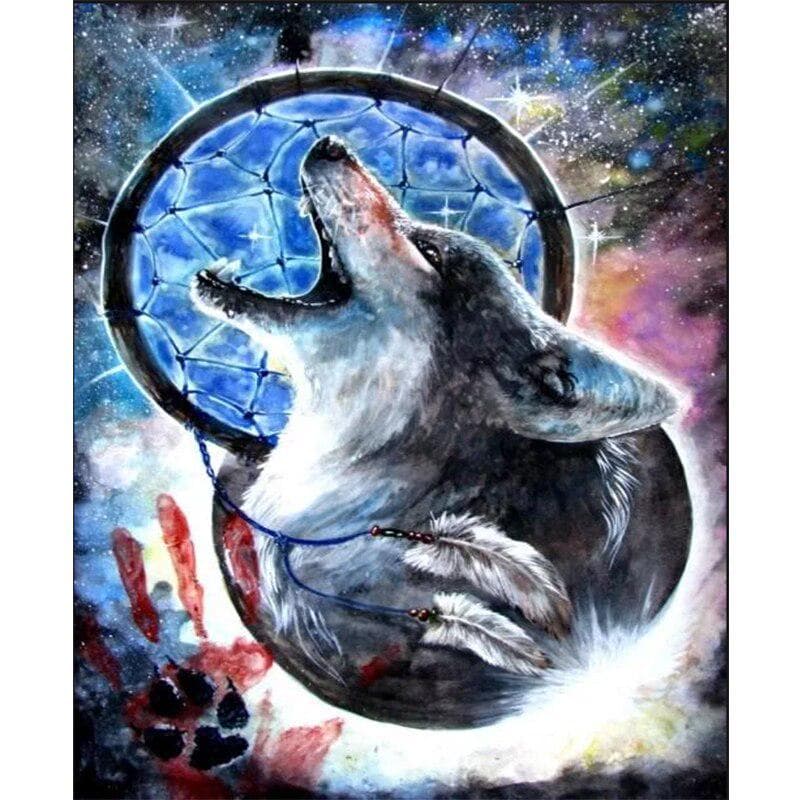 Diy Hand Made Diamond Embroidery Painting Exquisite Stitch of Mosaic Wolf Growl Picture Home Decor 20X30CM