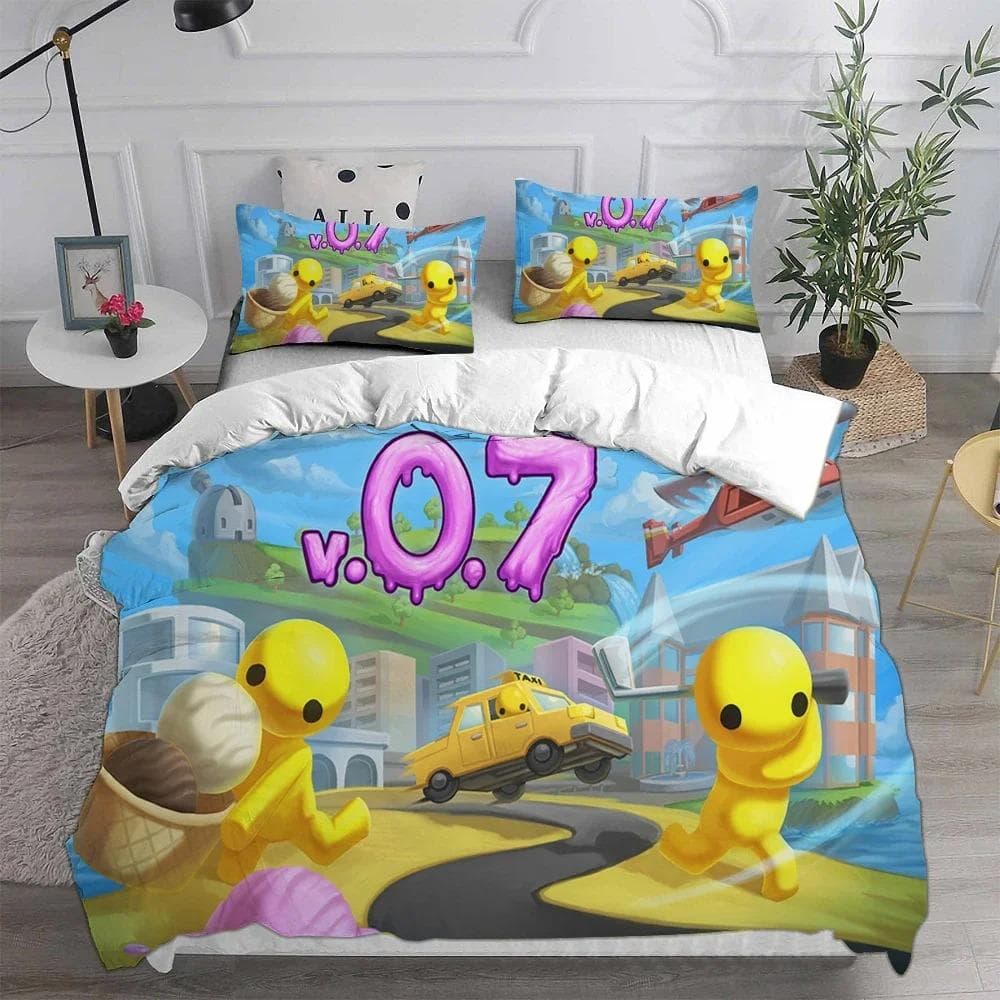 Wobbly & Life Single Bedding Set,Duvet Cover Comforter Bed Set Quilt Cover Pillowcase,King Queen Twin Size Boys Girls Adultse 135X200cm-2pcs