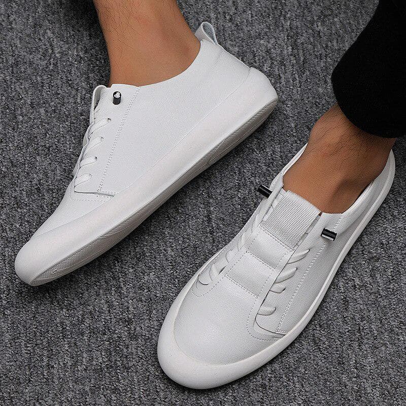 100% Genuine Leather Shoes Men Sneakers Ins Fashion Men White Shoes Cool Street Young Man Footwear 39 white