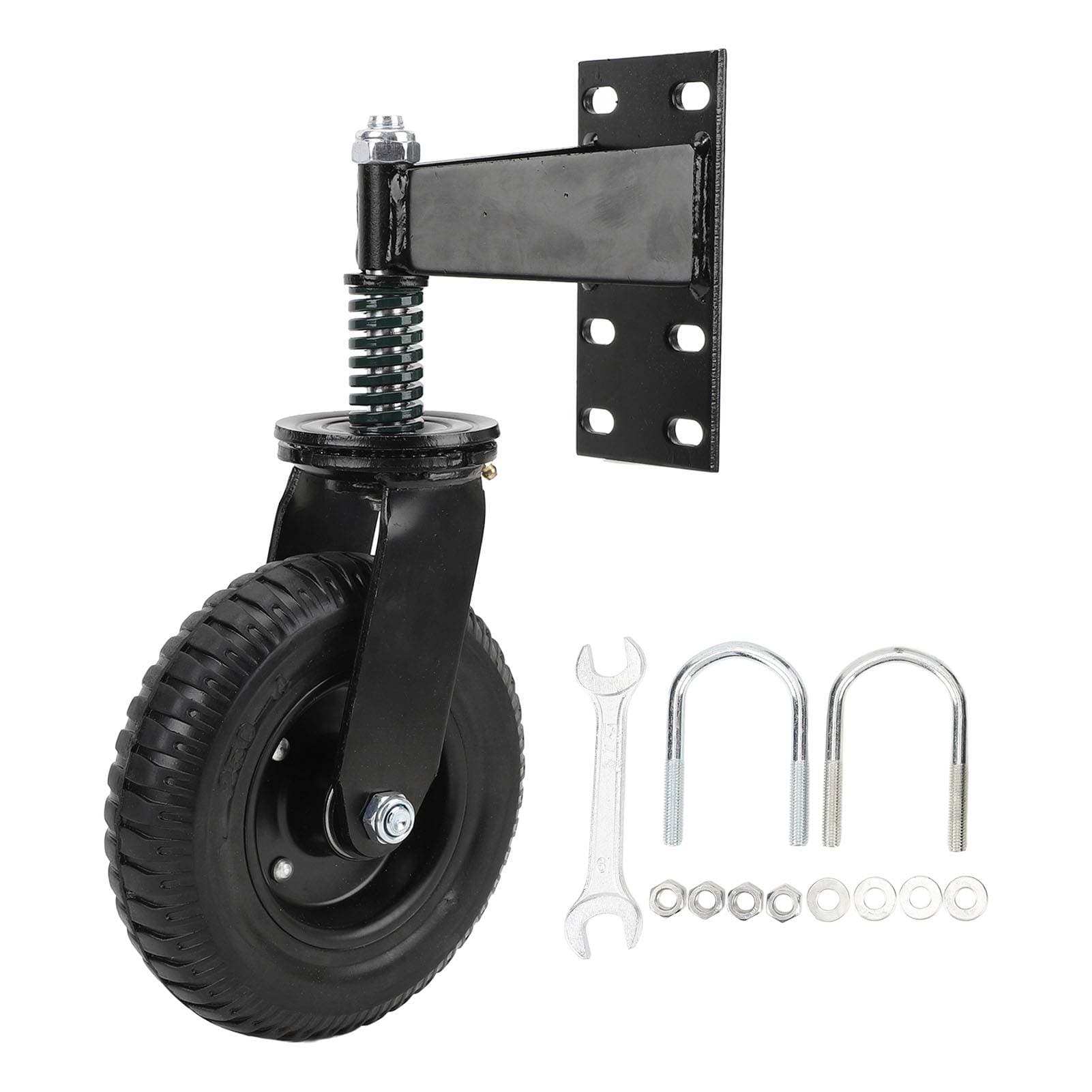 Gate Wheel 8 Inch Silent Spring Cushioned 360 Degree Rotating 600lb Load Bearing Gate Caster with black