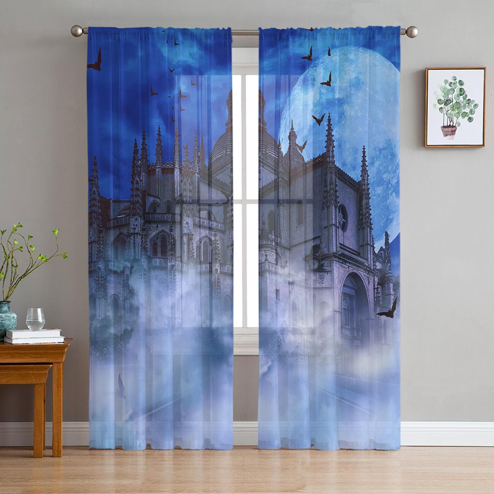 Beauty's Castle Luxurious Chiffon Sheer Curtains for Living Room Bedroom Decoration Window Voiles Tulle Curtain 135W x 114H(cm)