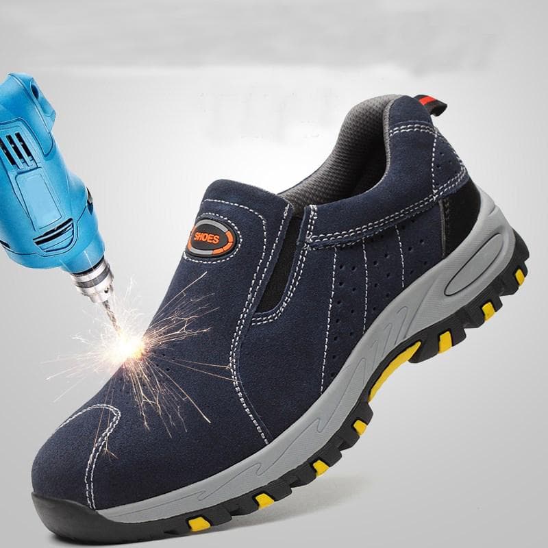 Steel Toe Safety Work Shoes Men Breathable Slip-on Casual Boots Mens 46 blue