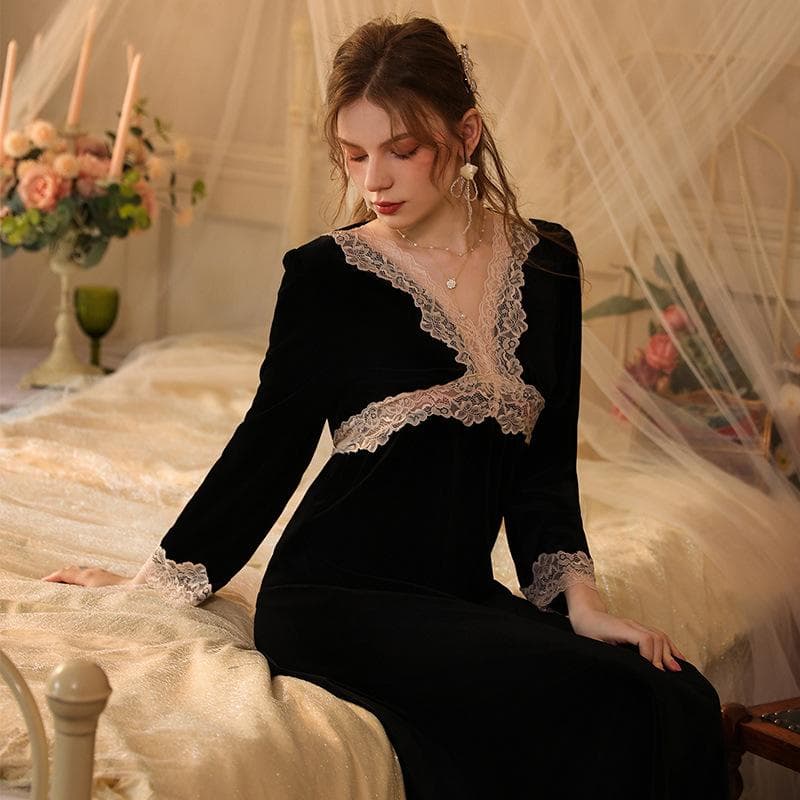 Winter New Bathrobe Home Dress Loose Elegant Nightdress Soft Velour Sleepwear Women Nightgown V-Neck Loungewear Velvet Homewear XL