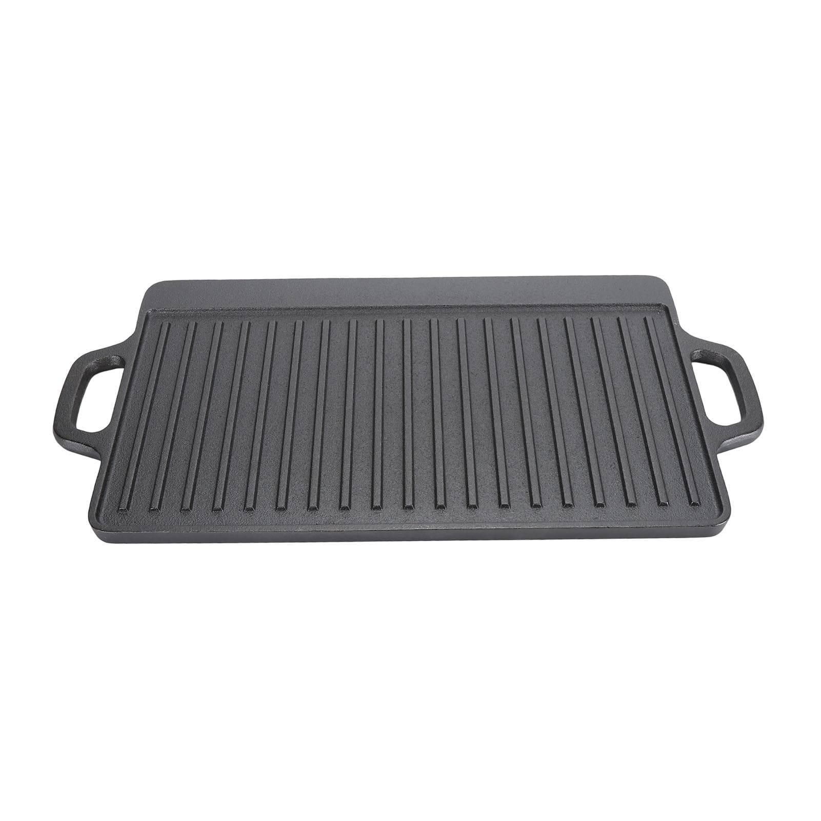 Cast Iron Rectangular Grill Multipurpose Safe Large Space Double Sided Double Ears Cast Iron 44x23x2cm / 17.3x9.1x0.8in