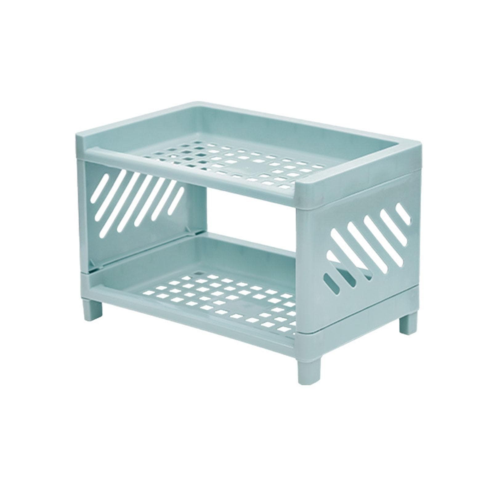 Desktop Storage Rack Organizer Double Layer Lightweight Sturdy Cosmetics Storage Rack for Kitchen blue