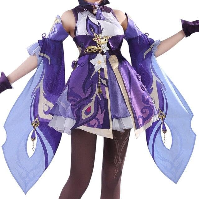 New Yuan Shen Keqing Full Set of Magical Girl Halloween Cosplay Costume with Hat L purple