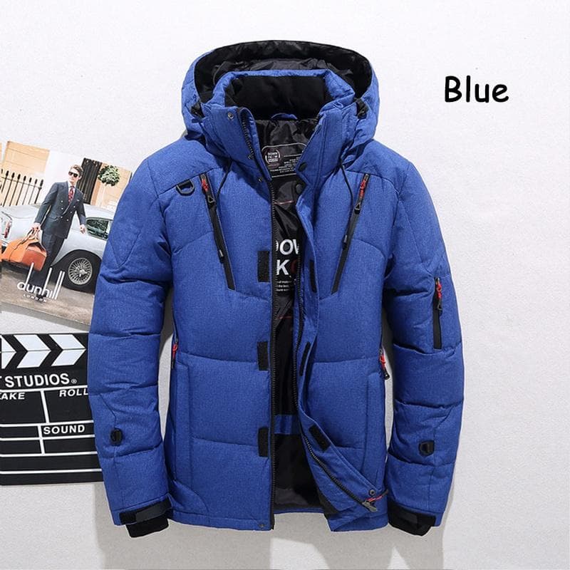 -30℃ Winter Men Duck Thick Down Jacket Men Snow Parkas Coat Male Warm Winter Down Jacket Outerwear L blue