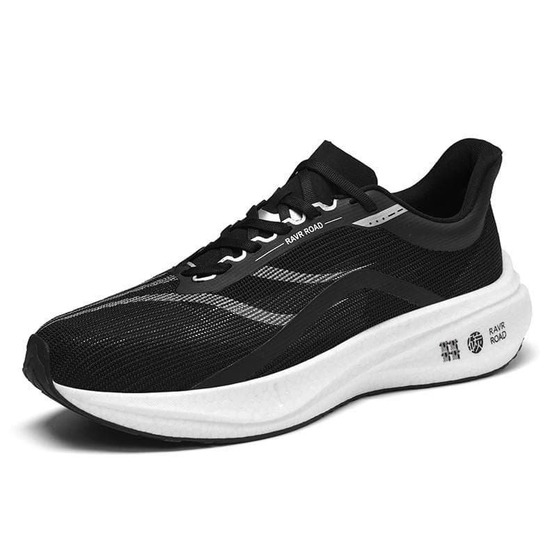 Mens Lightweight Cushioned Mesh Sneakers Outdoor Sports Racing Black Running Shoes Fashionable Breathable Casual Mens Gym Shoes 45 black