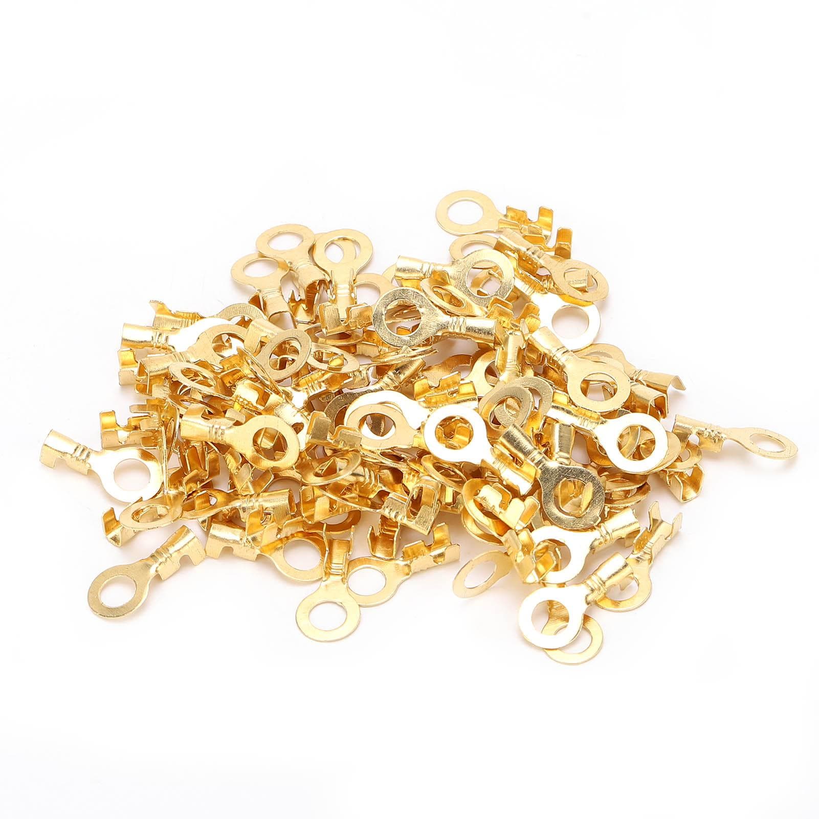100Pcs Lug Ring Terminal Bare Brass Cold Pressed Cable Crimping Connectors M5 5.2mm