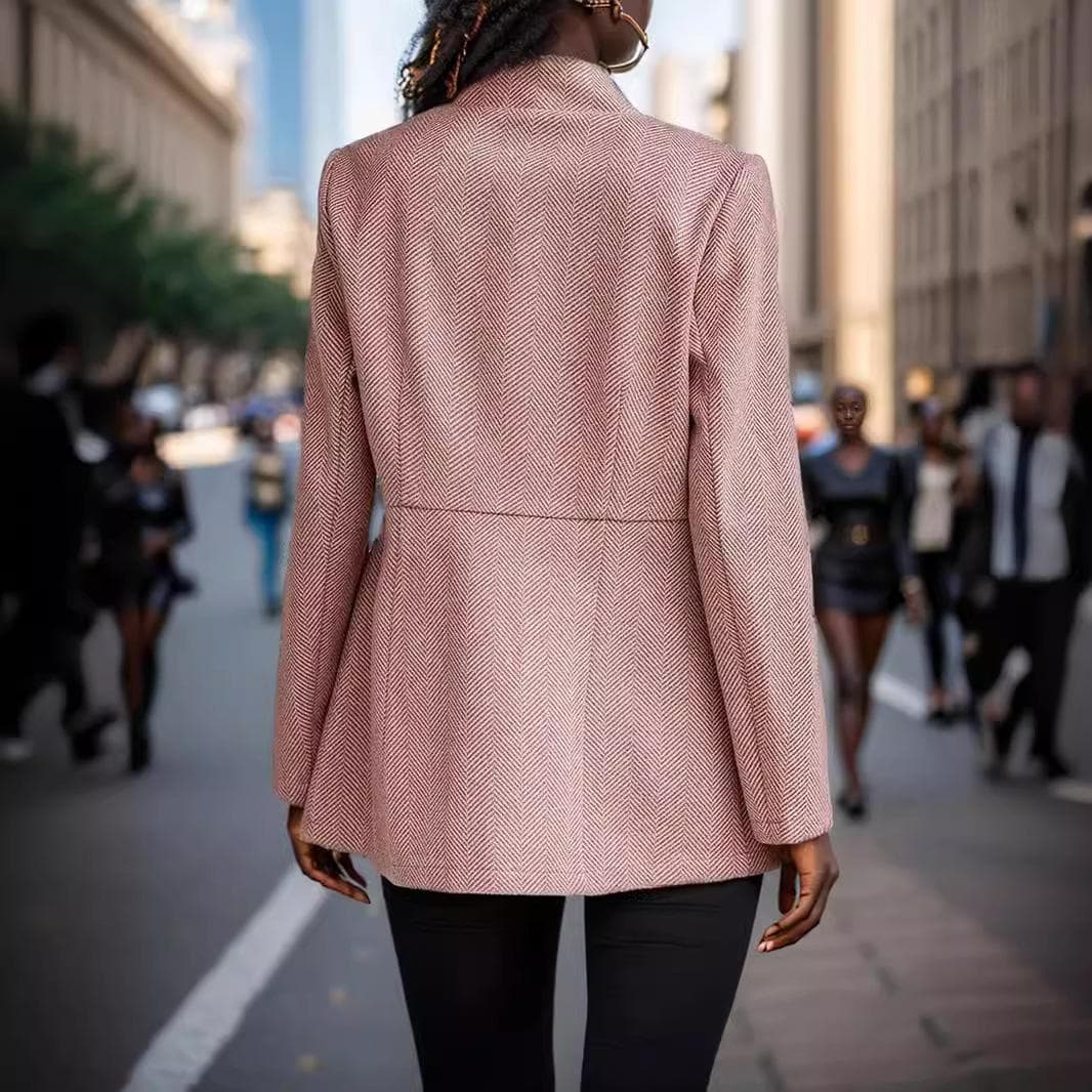 Women's Jacket Slim Fit Jacquard Temperament Commuter Thickened Woolen Jacket for Women XL