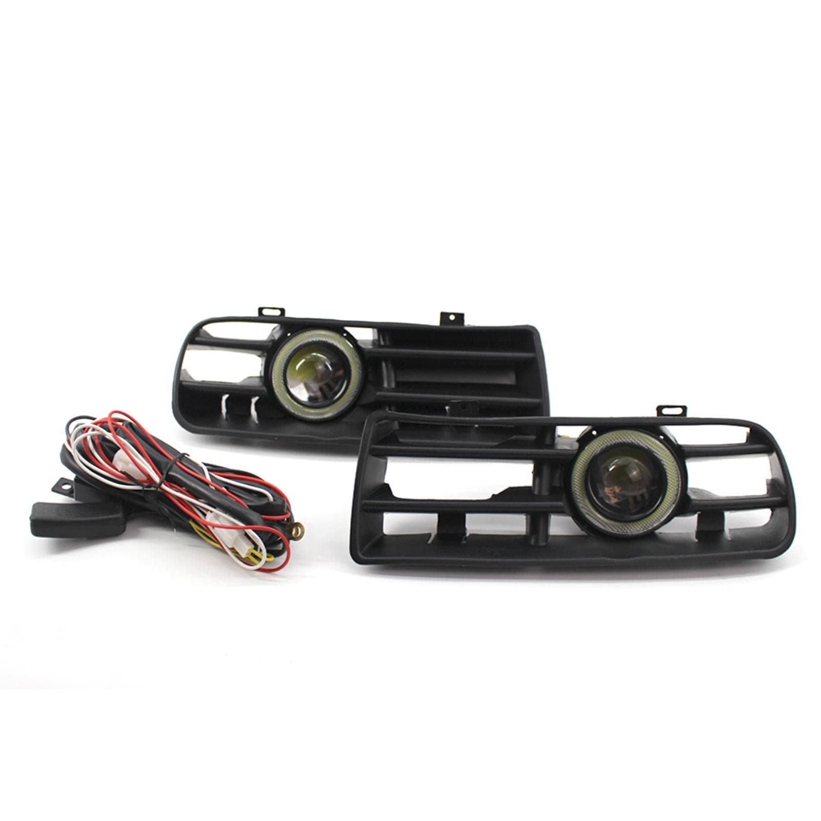 1 Pair Car Auto White Fog Light Front Bumper Grilles Replacement For VW Golf MK4 1998-2004 Angel black