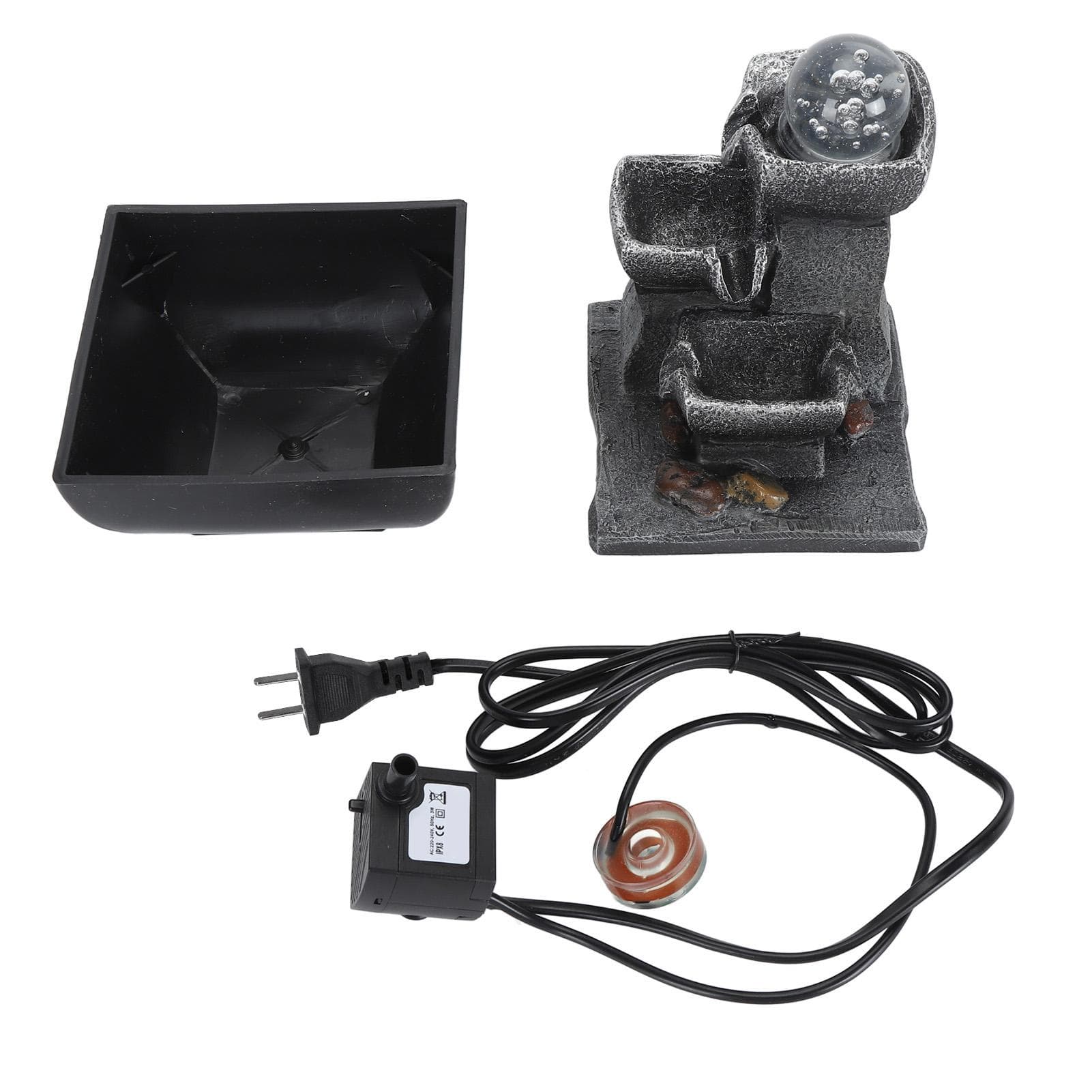Tabletop Fountain Small Relaxation Waterfall Fountain Feature 3 Step Water Fountain with Colourful