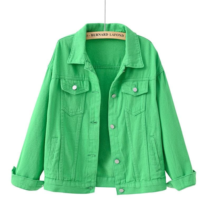 Spring autumn New Denim Jacket Women Casual Tops Short Coat Female color Jean Jackets Loose Outerwear Woman Tops 4XL green