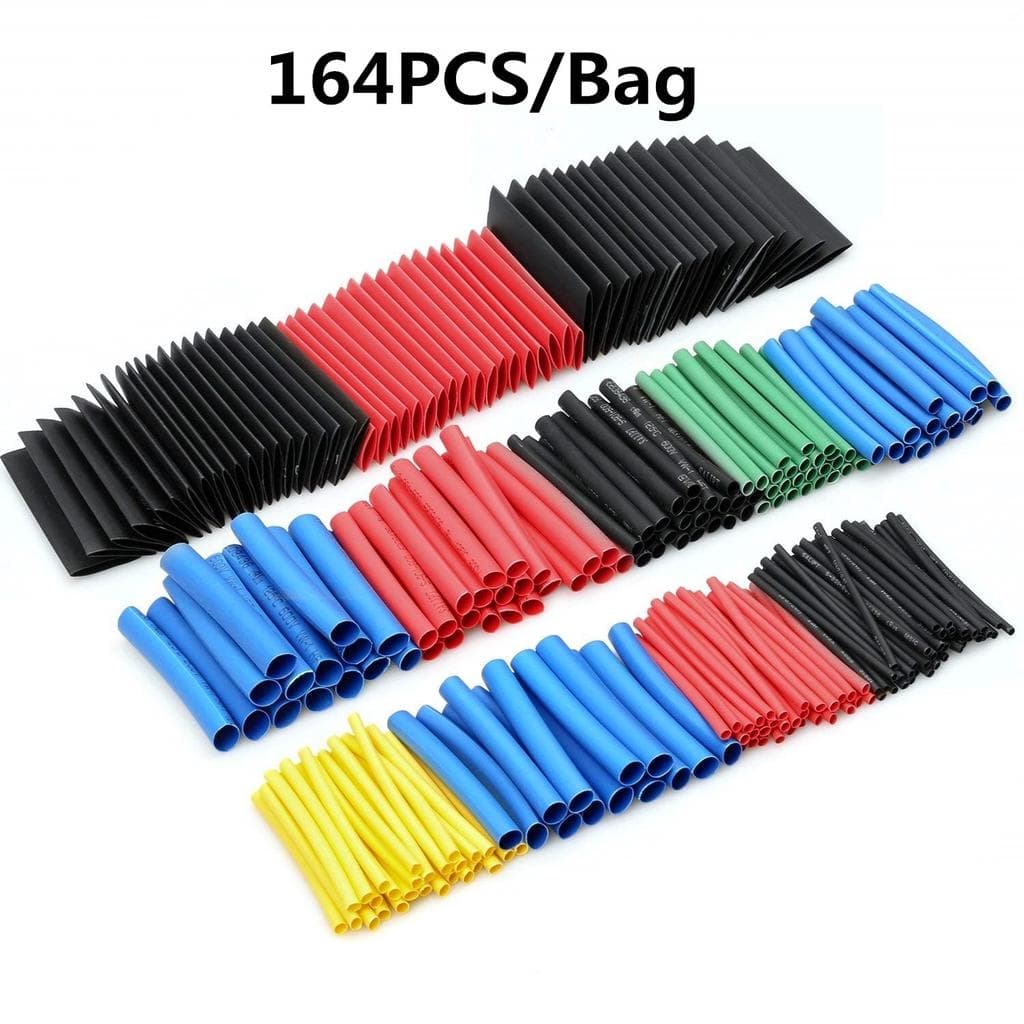 127/164/328/530Pcs Assortment Electronic 2:1 Wrap Wire Cable Insulated Polyolefin Heat Shrink Tube Ratio Tubing Insulation(No Box) 164PCS