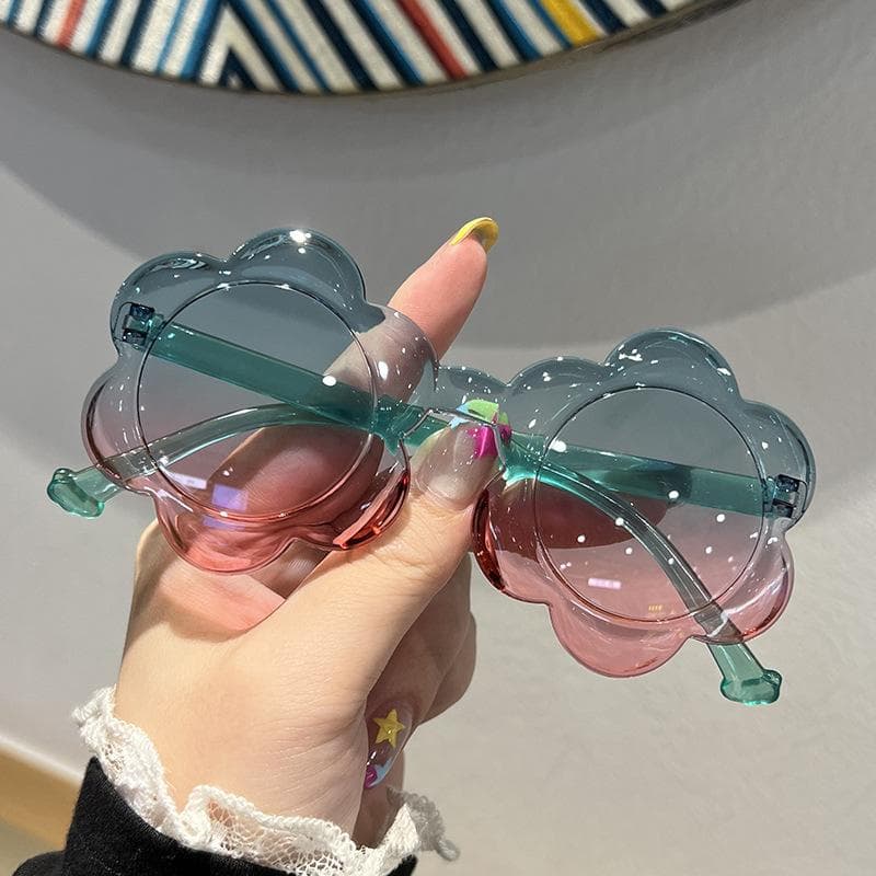 New Colorful Children Sunglasses Round Frame UV Protection Baby Sunflower Eyeglasses All in One 1PC
