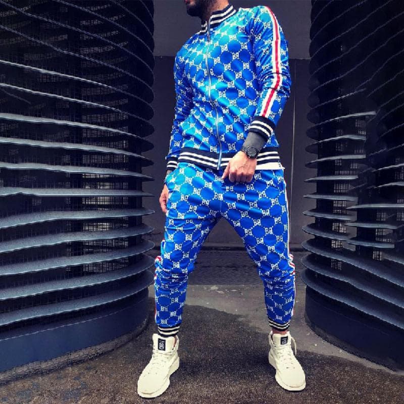 2024 Male Spring Autumn 3D Plaid Jacket Male Suit Casual Clothing Man Sets+Pants 2 Piece Sets Fashion Men's Tracksuit Sportswear XXL