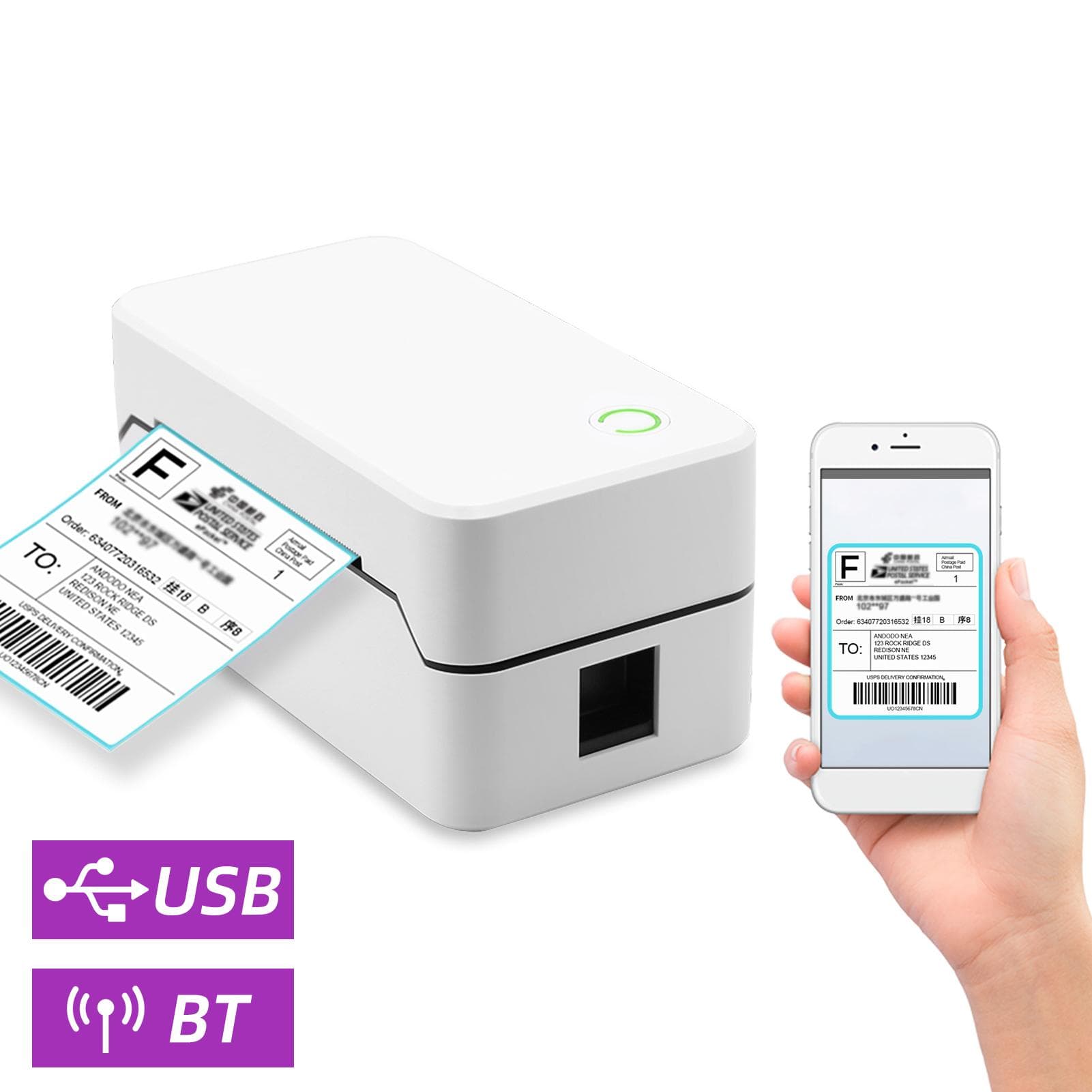 80mm USB Shippting Label Printer with Auto Cutter Desktop Direct Thermal Printing Wired Connection EU-1
