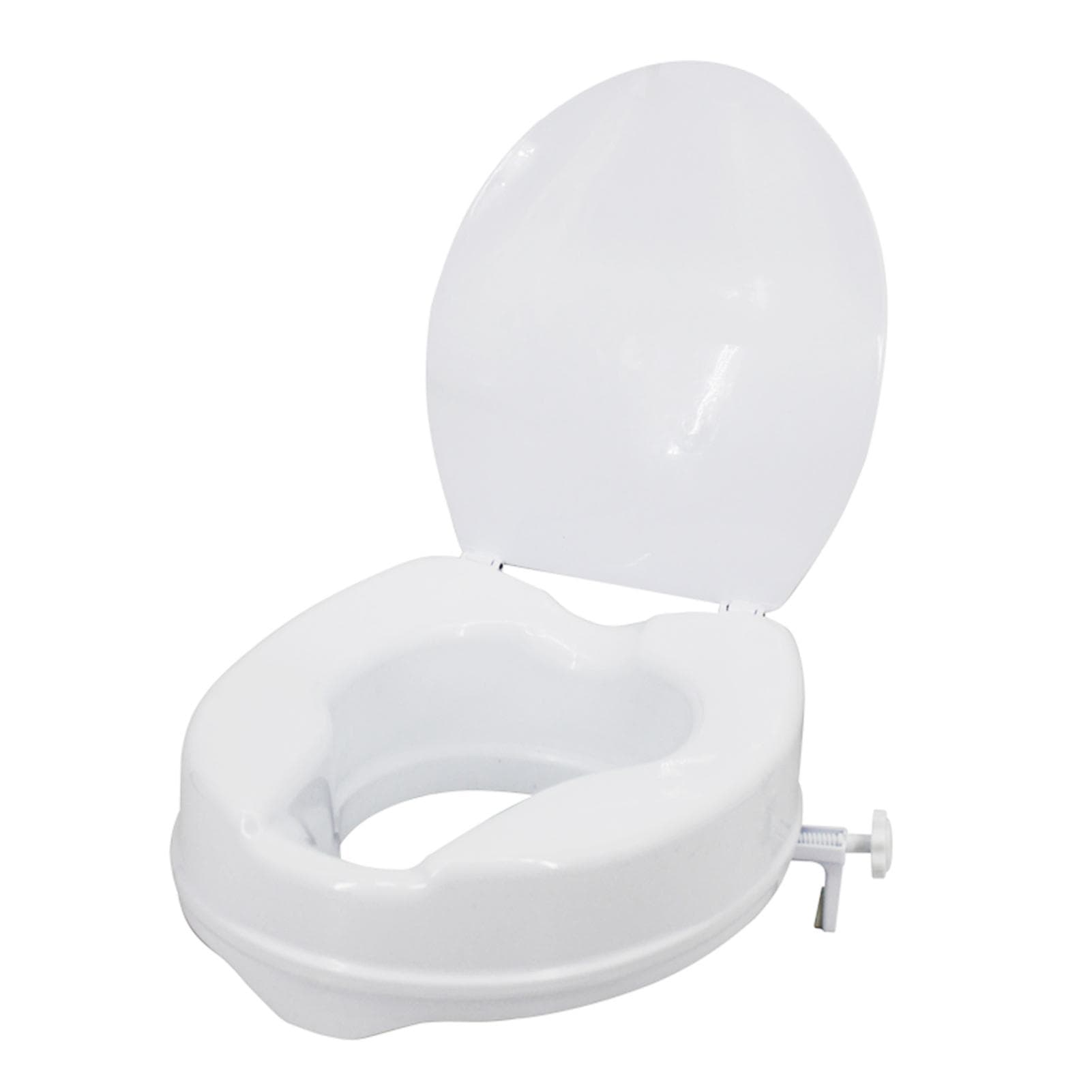 Raised Toilet Seat with Lid 300 Lbs Heavy Duty Elevated Toilet Seat with Tightening Clamps Raised 4in with Lid white
