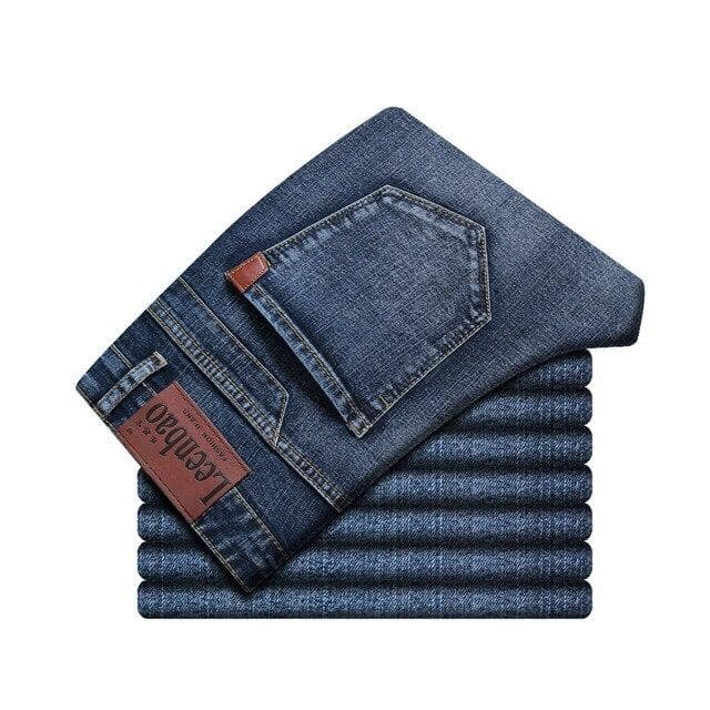 Spring Autumn 2020 Men 'S Smart Jeans Business Fashion Straight Regular Blue Stretch Denim Trousers Classic Men Plus Size 28 -40 33