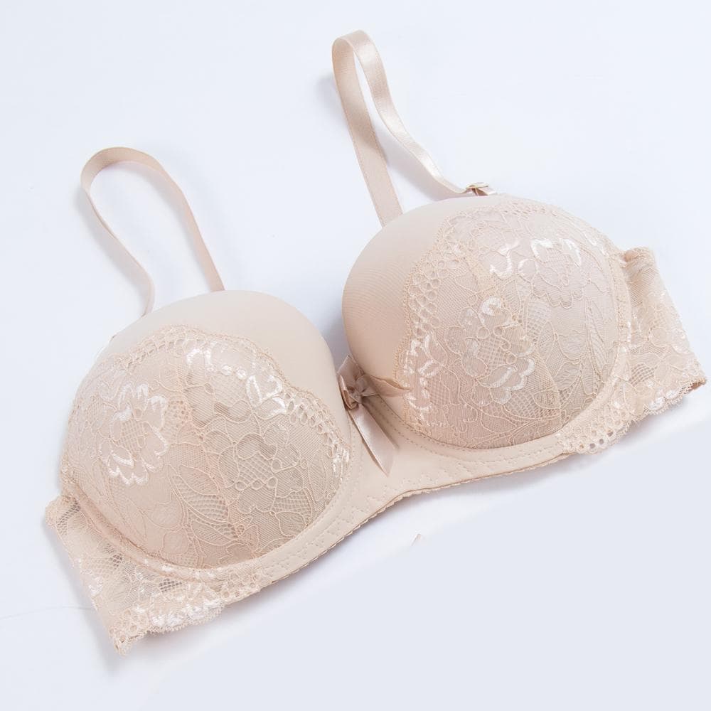 Women's Bras Sexy Intimate Underwear Plus Size Bra Underwired Floral Lace Print Push Up Lingerie 40E beige