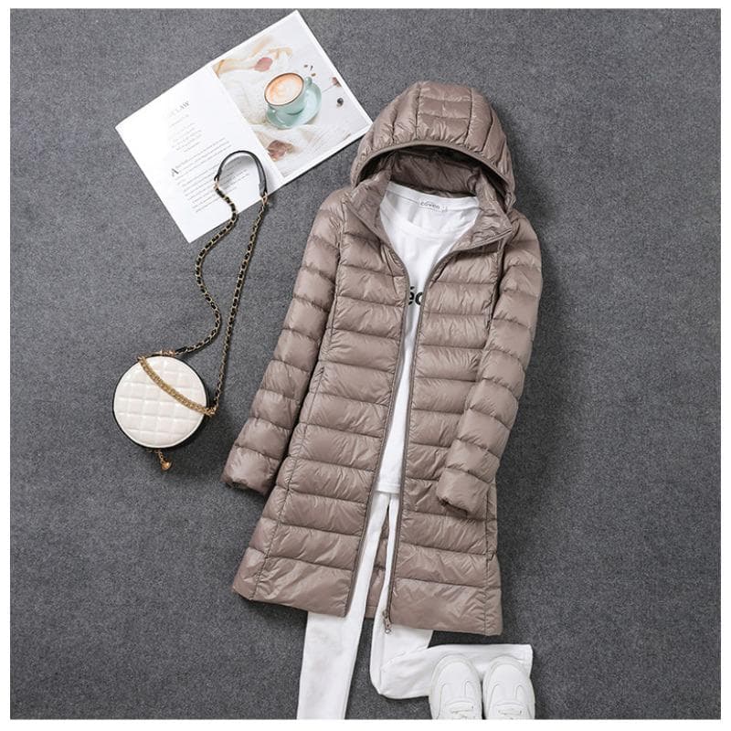Light Down Jacket Women's Medium and Long Thin Jacket 4XL