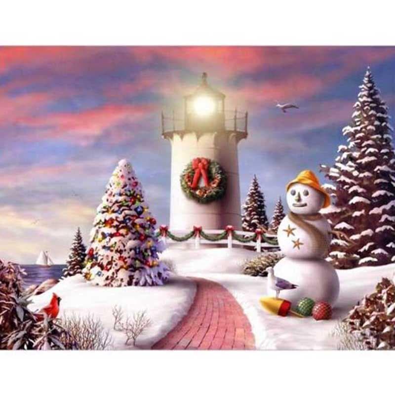 5D Diamond Painting Snowman Stickers Diamond Mosaic Icons Rhinestone Pictures 20X30CM