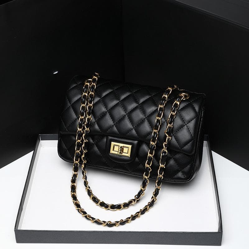 Diamond-shaped Chain Bag, Fashionable and Versatile Single-shoulder Bag, Commuting Crossbody Bag, Underarm Bag, Small Square Bag for Women black