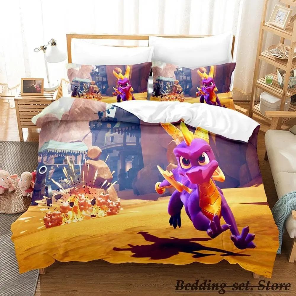 Spyro reignited trilogy Bedding Set Single Twin Full Queen King Size Bed Set Adult Kid Bedroom Duvetcover Sets Anime Gme EU Double 200x200cm
