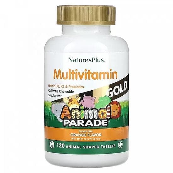 Nature's Plus- Source of Life, Animal Parade Gold, Children's Chewable Multi-Vitamin, Mineral Supplement, Natural Orange Flavor, 120 Animals