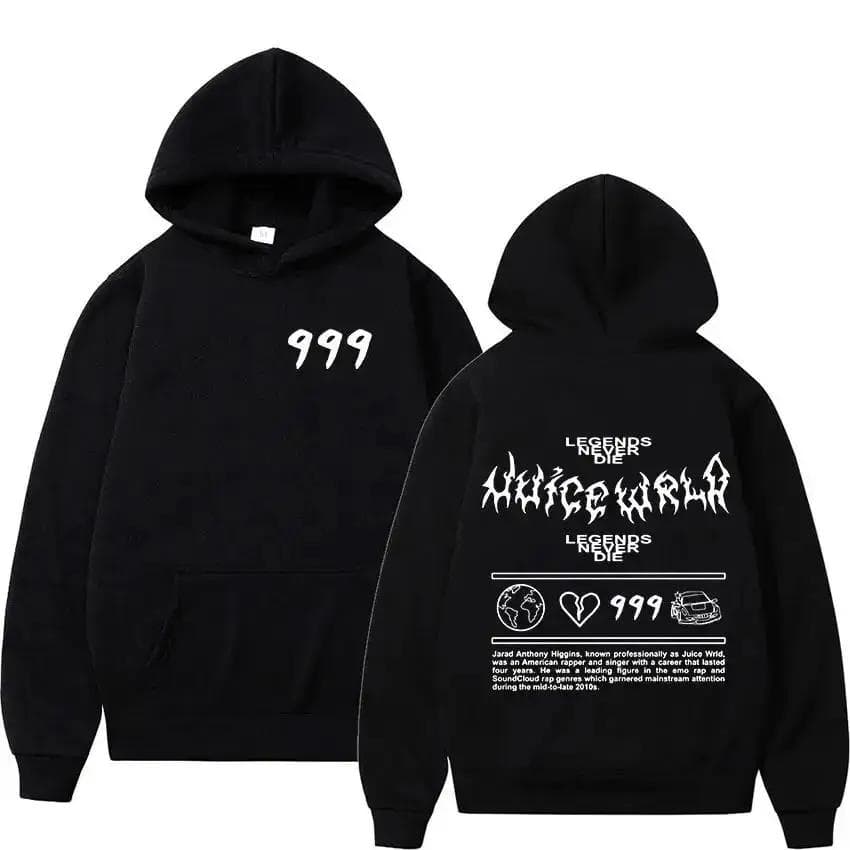 Male and Female Rapper Juice Wrld Hooded Sweatshirt Urban Fashion Sweatshirt Popular Hip-hop Sweatshirt Long Sleeved Streetwear S