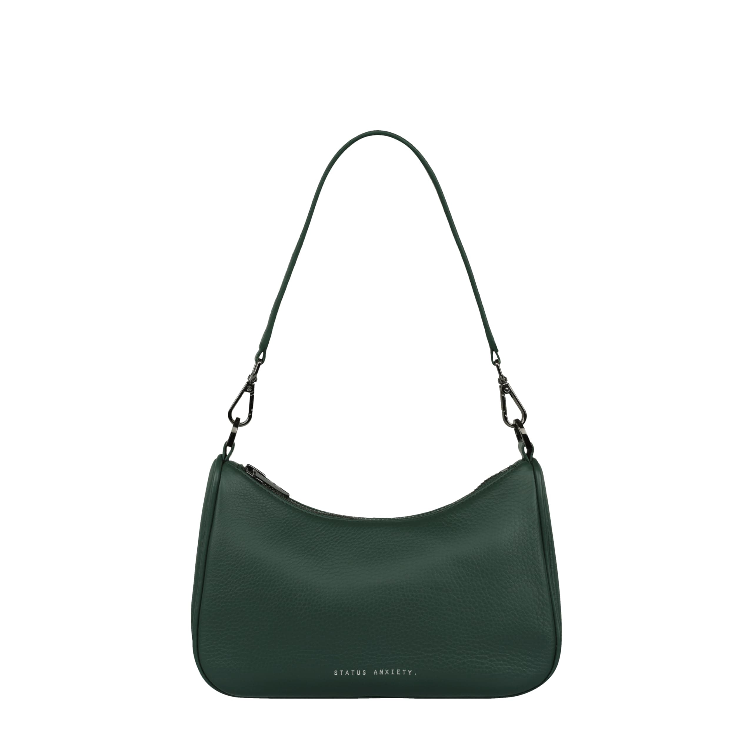 Status Anxiety Look Both Ways Handbag Shoulder Bag with Leather Cowhide Korean Green Strap, Women's Bag, Leather, Style, green