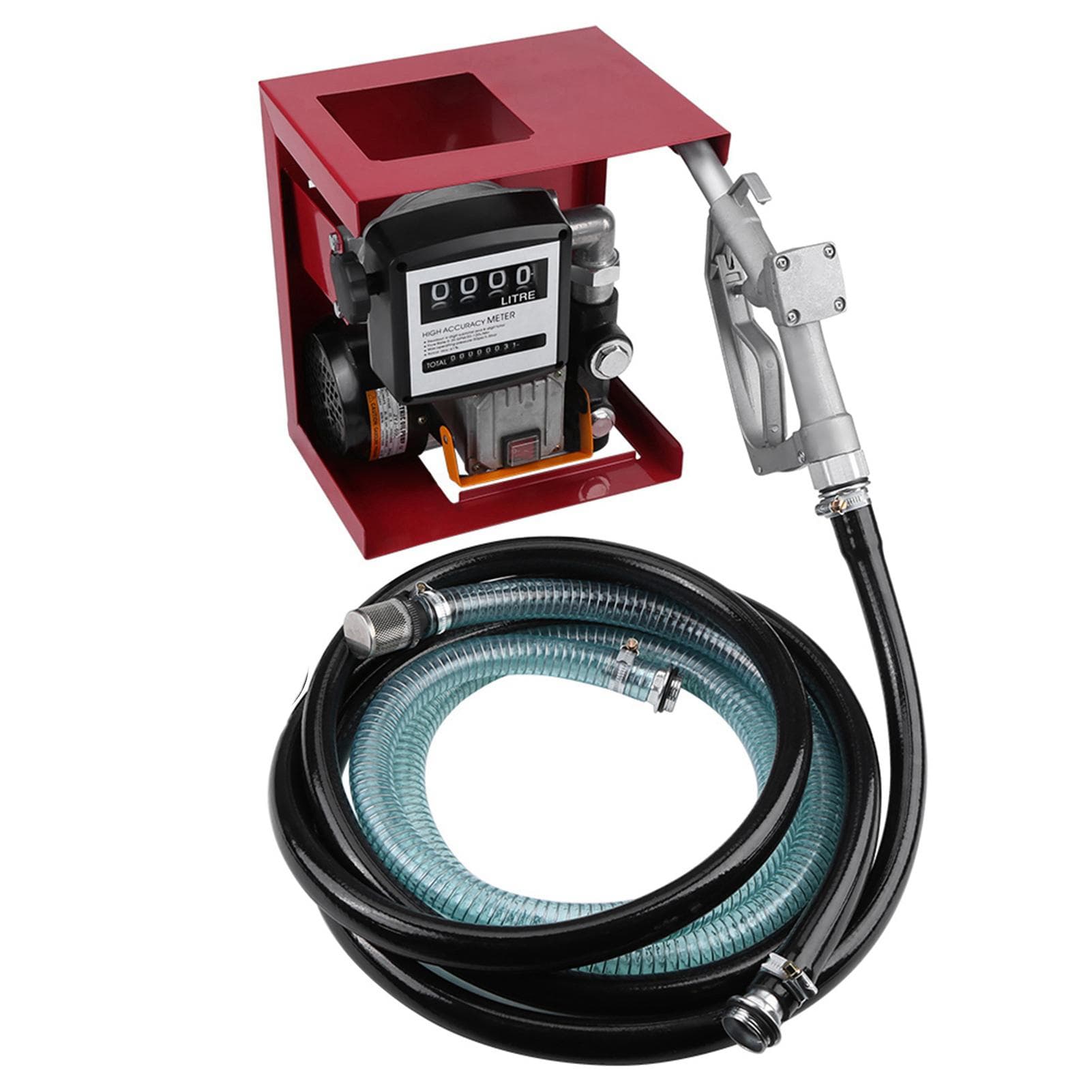 Electric Oil Diesel Fuel Transfer Pump Assembly W Meter 13 Hose Manual Nozzle