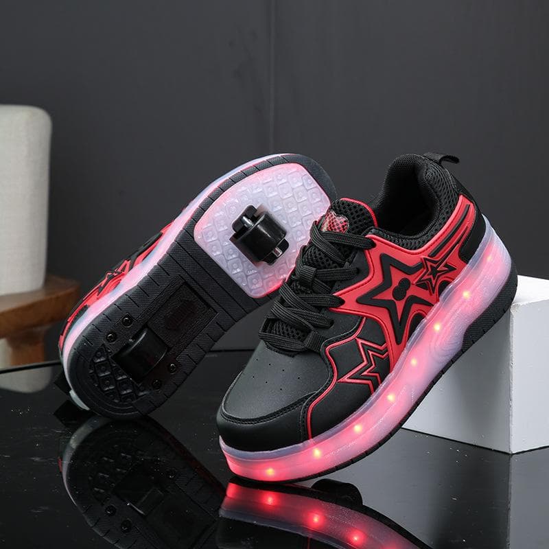 Children's Runaway Shoes Roller Skates with Lights Skates Retractable Boys Invisible Two Wheels 40