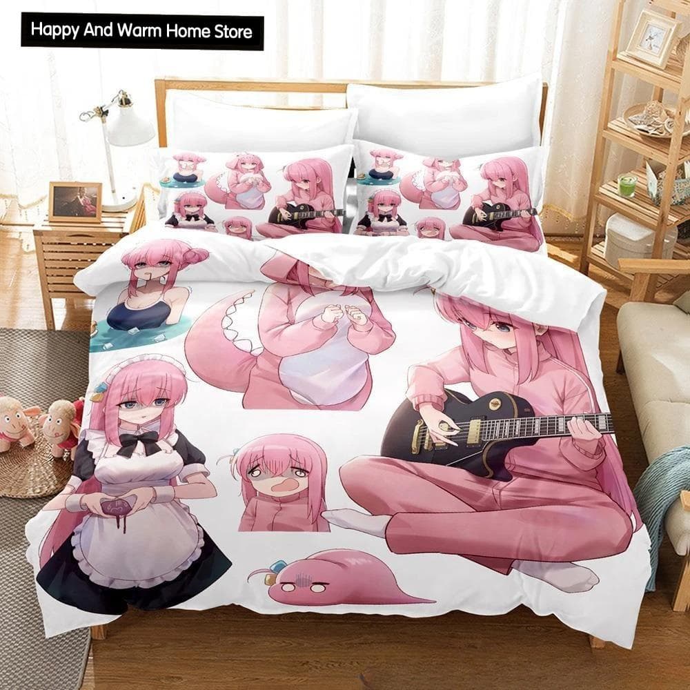 Fashion 3D Printed Anime BOCCHI THE ROCK! Bedding Set Single Twin Full Queen King Size Bed Set Adult Boy Bedroom Duvetcover Sets EU single(135x200cm)