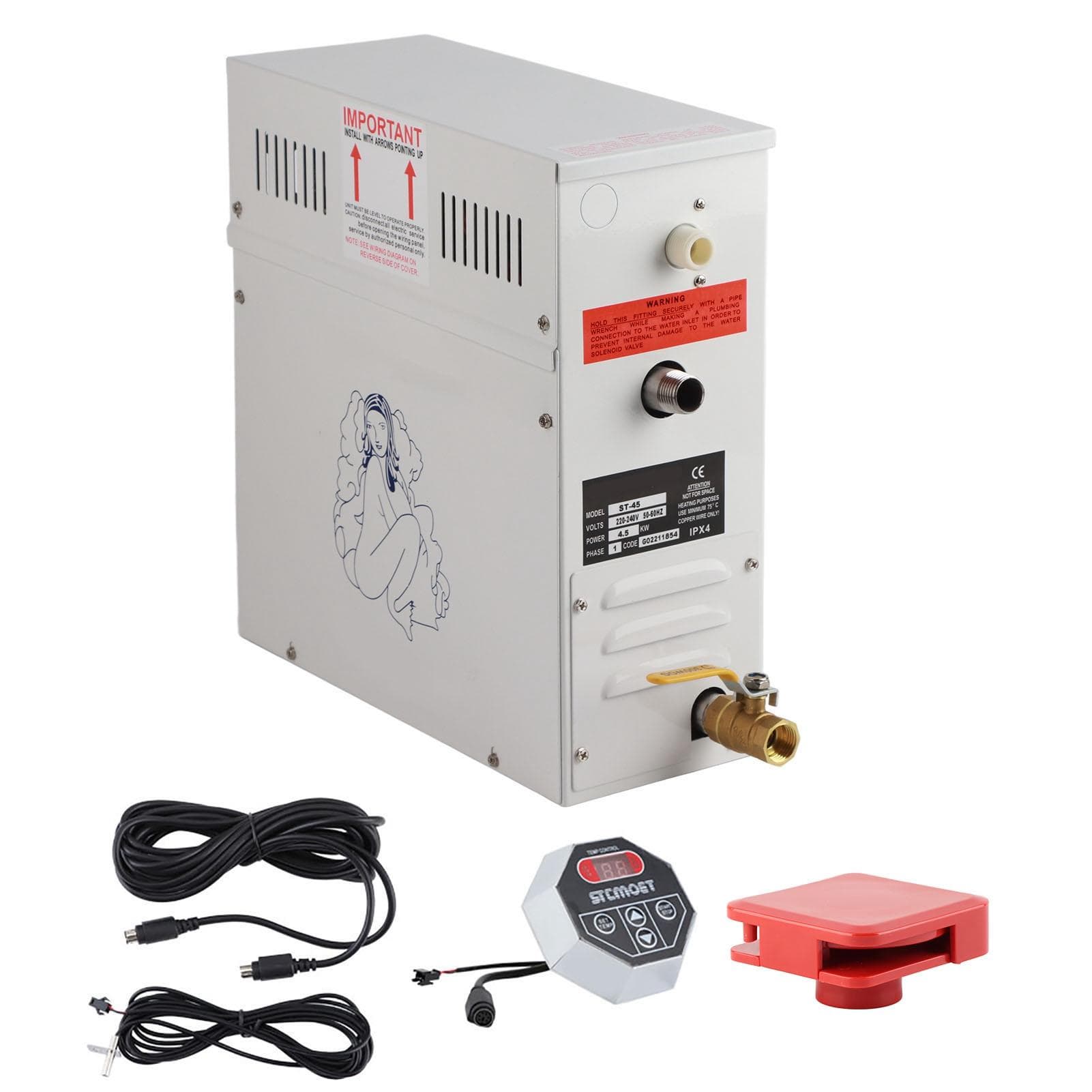 4.5KW 220V Steam Generator Shower Sauna Steam Bath Heater for Home Sauna SPA white
