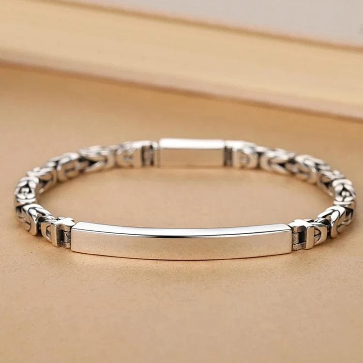 Silver 4mm/5mm Jewelry Men's Bracelet Personality Peace Pattern Retro Hipster Key Pattern Buckle Gift Accessory Chain Series 20cm