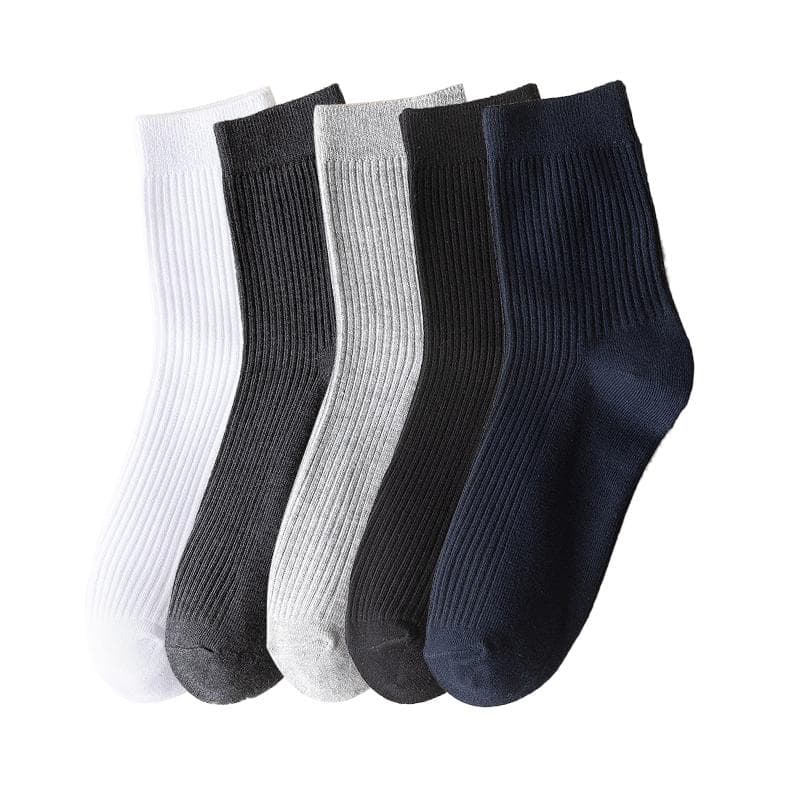 5 Pairs/Lot Men's Vertical Striped Cotton Socks Mid-calf Breathable Socks Business Sports Socks 5 Pairs multicolour
