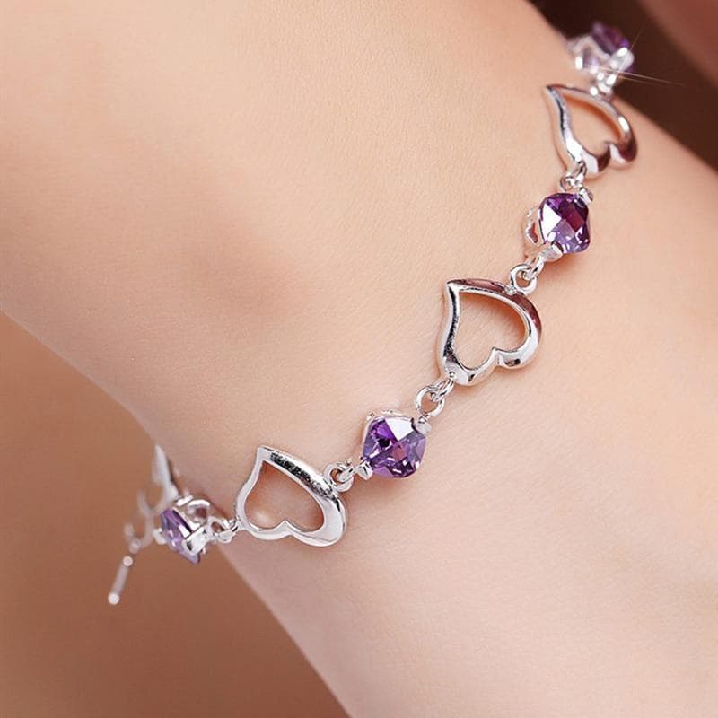 Bracelet Heart Purple Crystal Zircon Bracelet For Woman Party Engagement Jewelry Gift purple