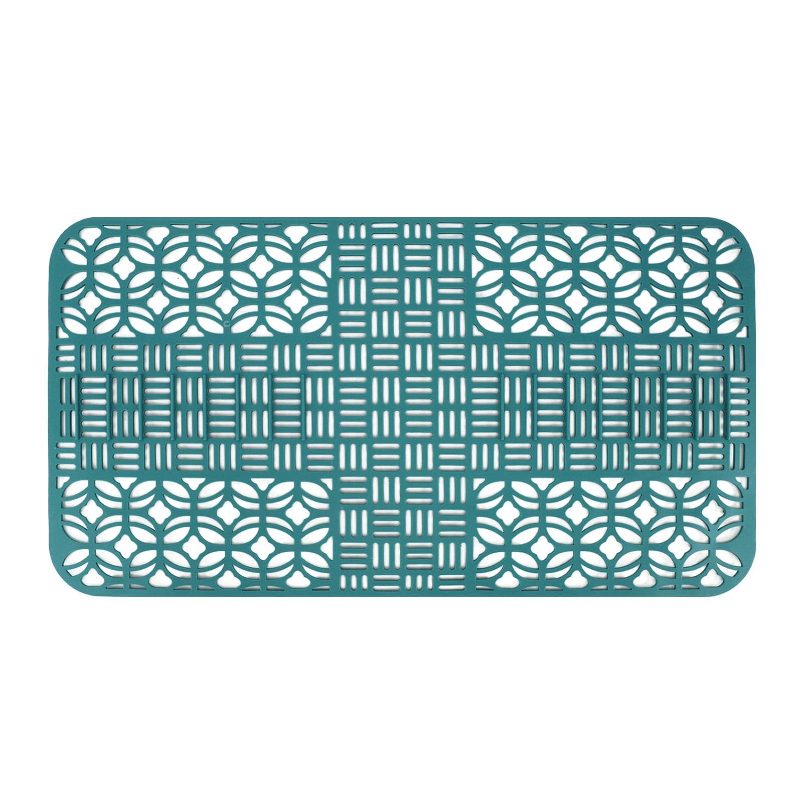 Sink Mats Silicone Anti Slip Heat Resistant 66x35cm Large Size Square Hollow Out Sink Protectors Green