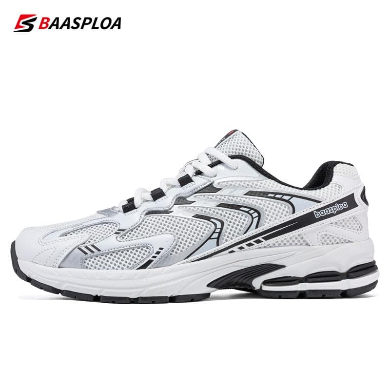 Bassploa Men Running Shoes Mesh Surface Breathable Non-Slip Lightweight Basketball Shoes for Men Outdoor Leisure Sports Men Shoes 45 white