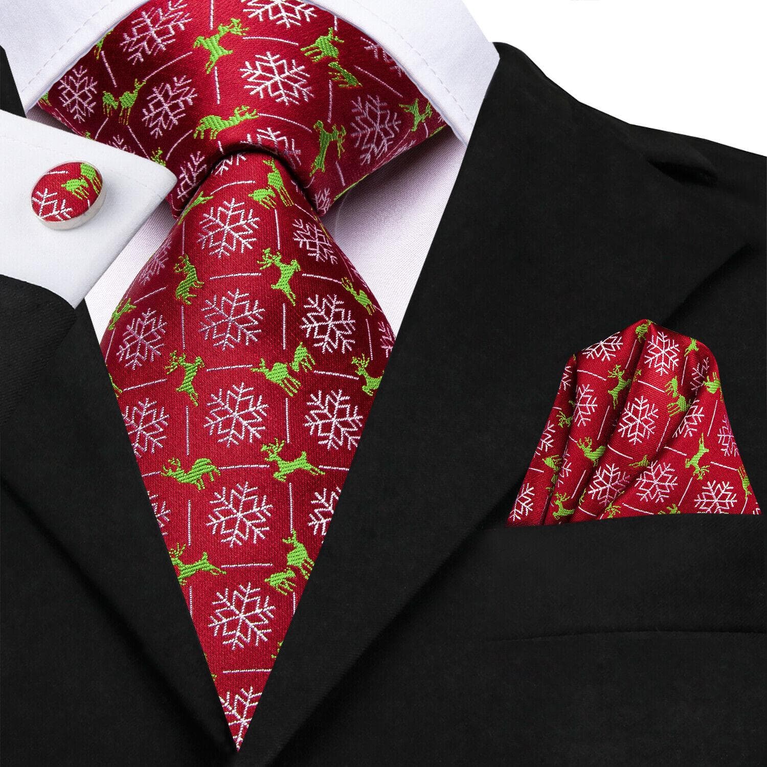 Hi-Tie Ties for Men Silk Tie Sets Pocket Square Cufflinks Wedding Formal Business Party Mens Tie Sets N-3821