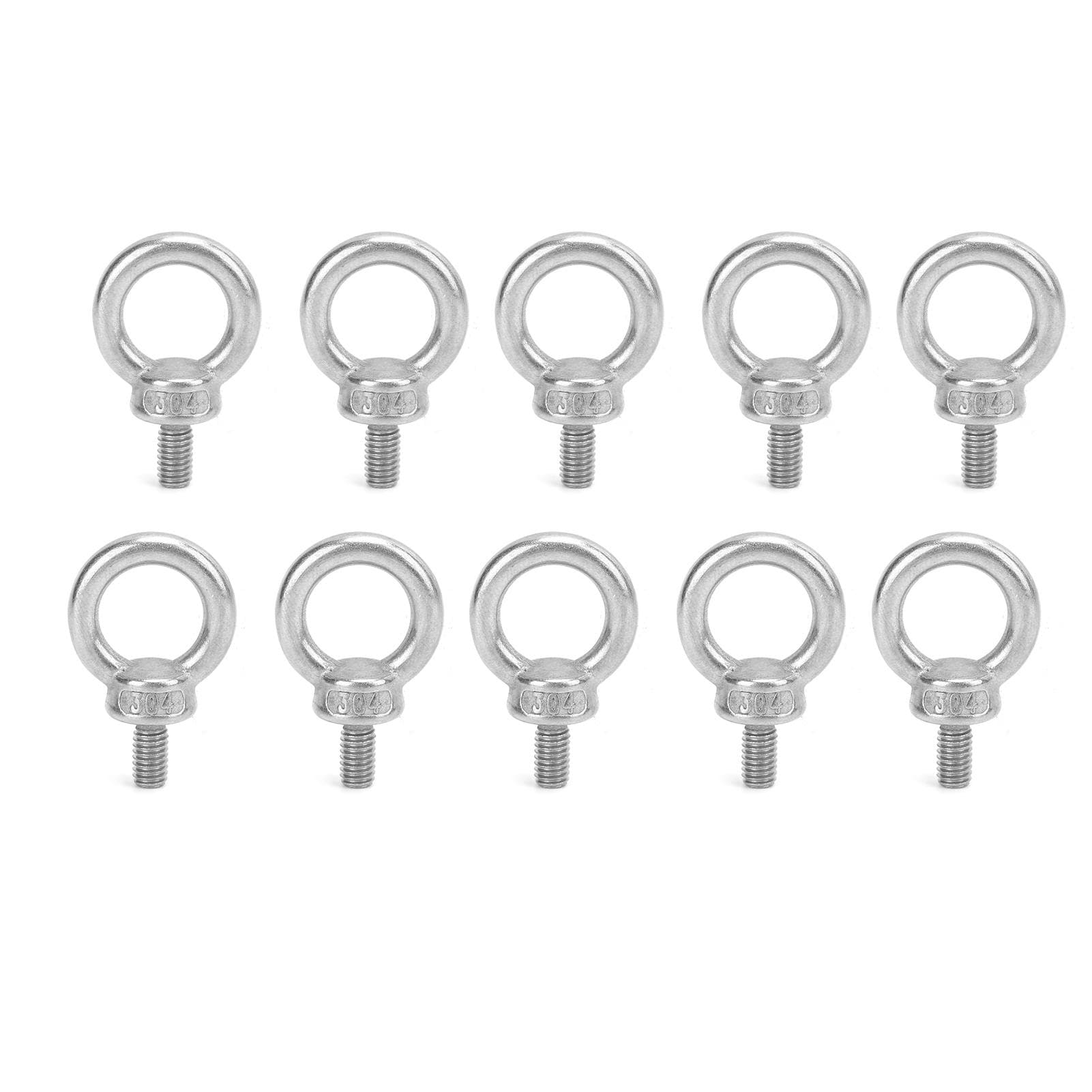 10pcs M6 Stainless Steel Lifting Eye Ring Bolts Screw Fastener Nuts Shoulder Eye Bolt