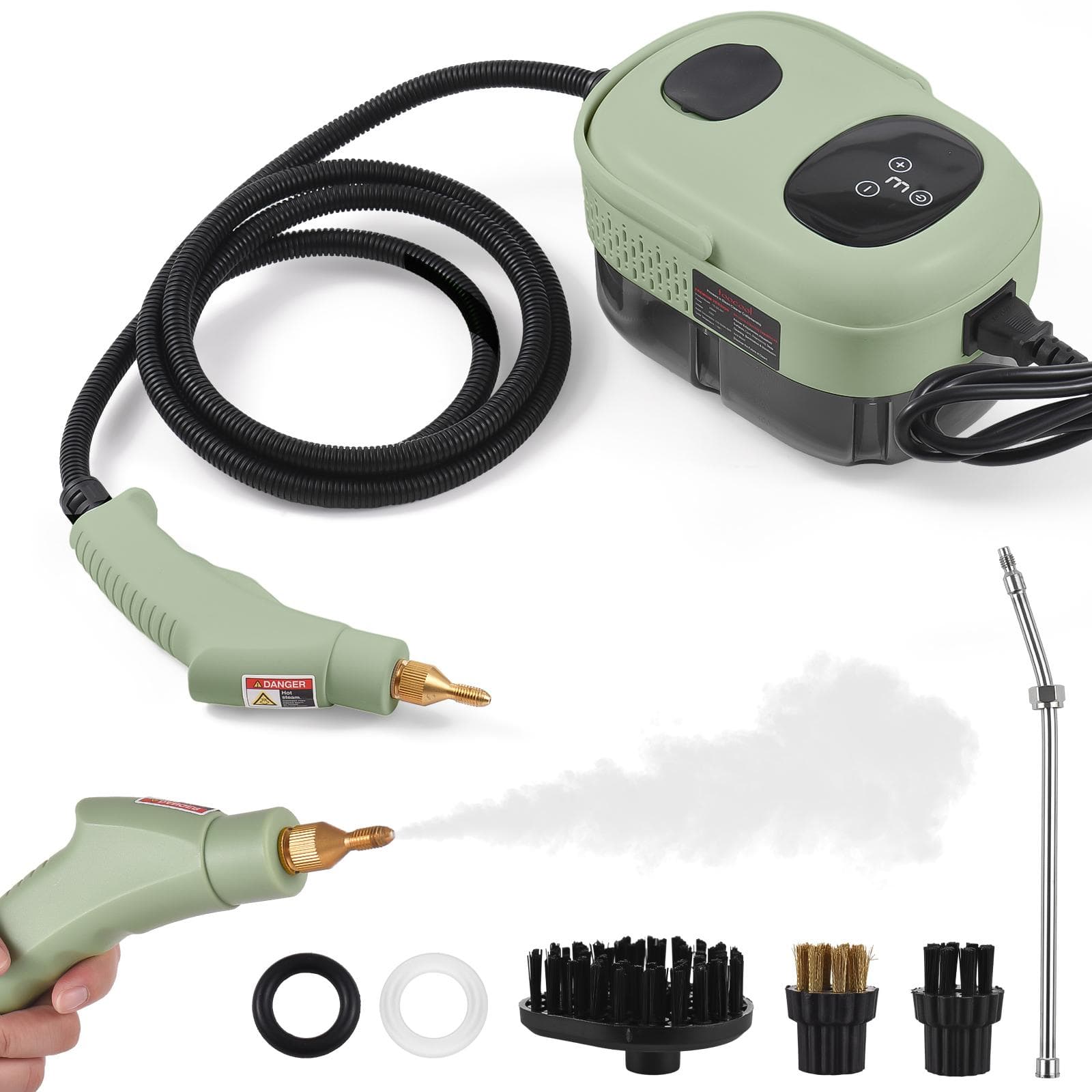 2500W High Pressure Steam Cleaner High Temperature Pressurized Steam Cleaning Machine 1100ml 3 Bar UK Plug green
