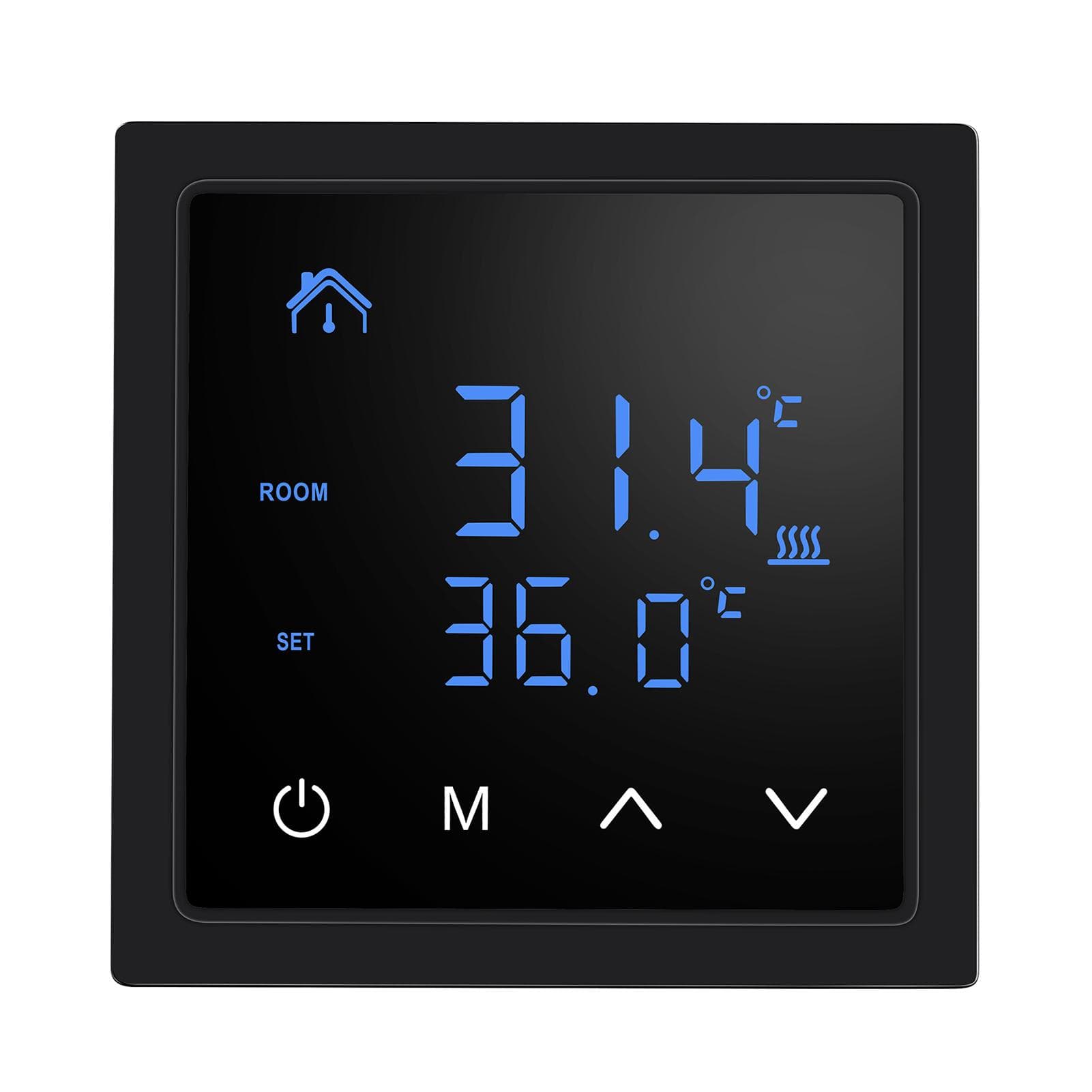 Smart Thermostat 16A Floor Heating Temperature Controller with LED Touch Screen 85265V Electric black