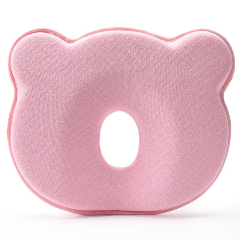 Newborn Baby Nursing Pillow Infant Memory Foam Velvet Anti-eccentric Head Shaping Pillow Baby Bear Baby Pillow pink